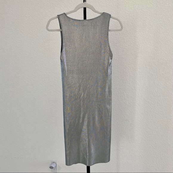 ZARA Silver Metallic Ribbed Bodycon Dress - Picture 5 of 10
